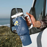 Polynesia Tribal Tumbler With Handle Deep Blue Plumeria Tentacles LT7 - Polynesian Pride