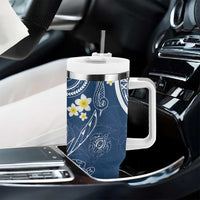 Polynesia Tribal Tumbler With Handle Deep Blue Plumeria Tentacles LT7 - Polynesian Pride