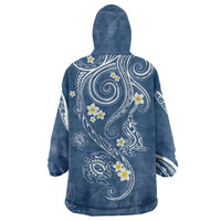 Polynesia Tribal Wearable Blanket Hoodie Deep Blue Plumeria Tentacles LT7 - Polynesian Pride