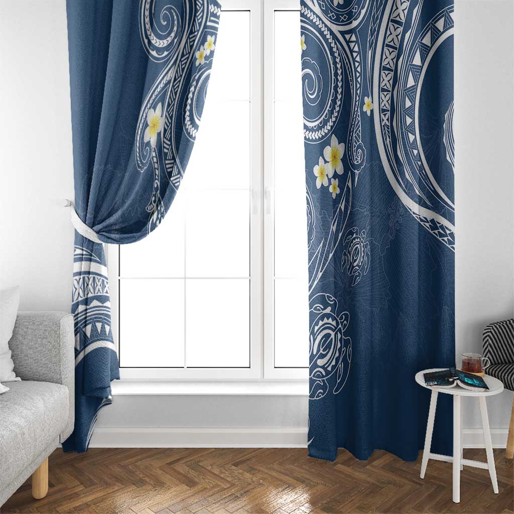 Polynesia Tribal Window Curtain Deep Blue Plumeria Tentacles LT7 - Polynesian Pride