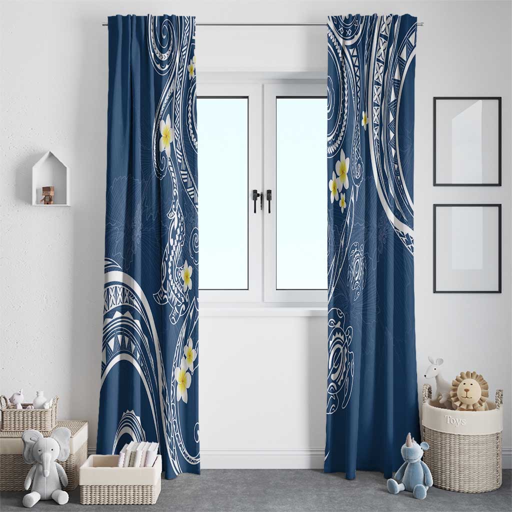 Polynesia Tribal Window Curtain Deep Blue Plumeria Tentacles LT7 - Polynesian Pride