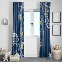 Polynesia Tribal Window Curtain Deep Blue Plumeria Tentacles LT7 - Polynesian Pride