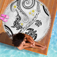 Polynesia Tribal Beach Blanket White Plumeria Tentacles LT7 - Polynesian Pride