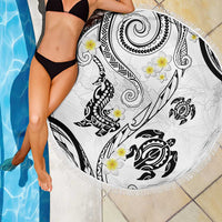 Polynesia Tribal Beach Blanket White Plumeria Tentacles LT7 - Polynesian Pride