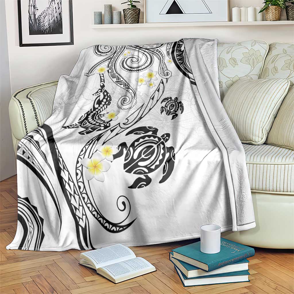 Polynesia Tribal Blanket White Plumeria Tentacles LT7 White - Polynesian Pride