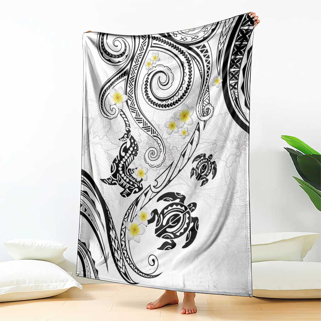 Polynesia Tribal Blanket White Plumeria Tentacles LT7 - Polynesian Pride