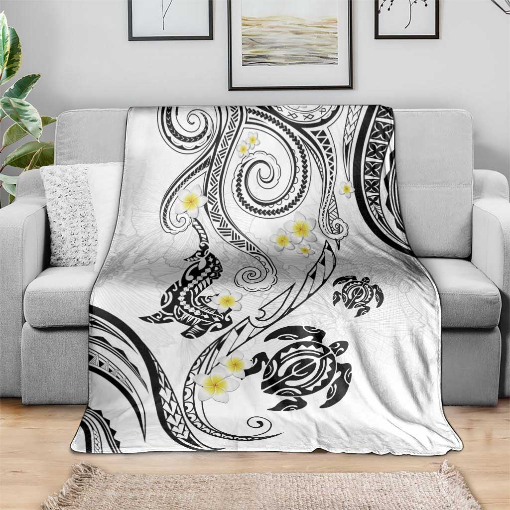 Polynesia Tribal Blanket White Plumeria Tentacles LT7 - Polynesian Pride