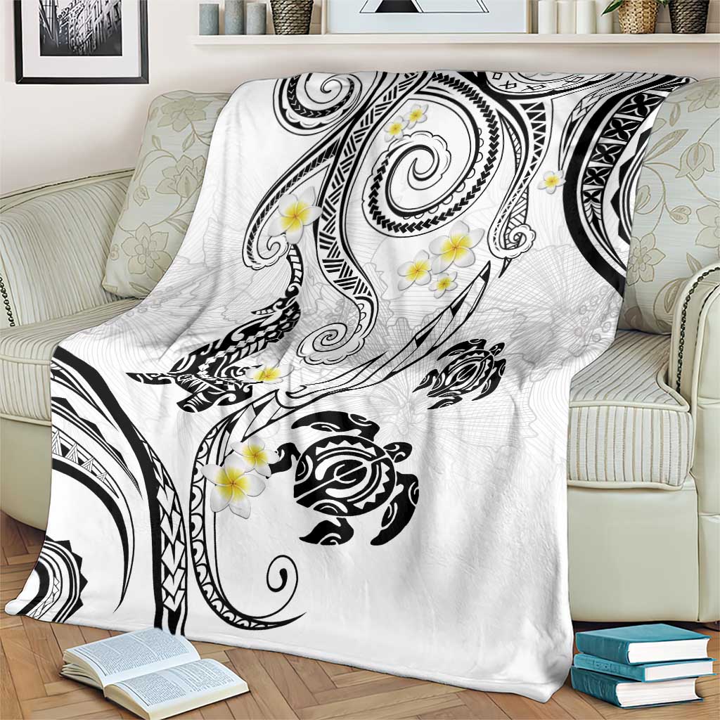 Polynesia Tribal Blanket White Plumeria Tentacles LT7 - Polynesian Pride