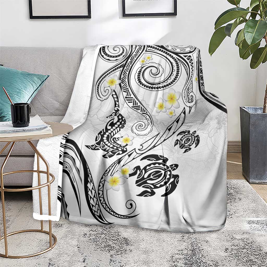 Polynesia Tribal Blanket White Plumeria Tentacles LT7 - Polynesian Pride