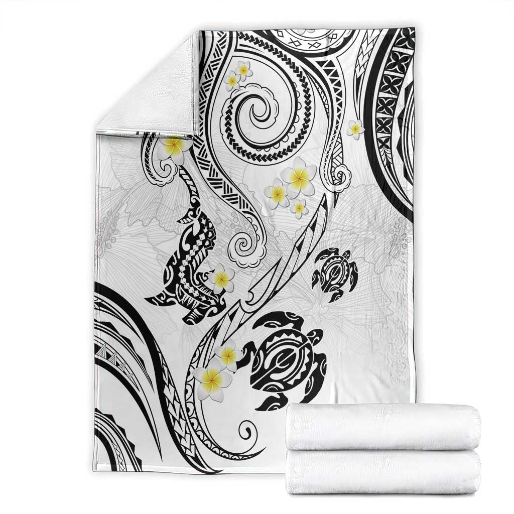 Polynesia Tribal Blanket White Plumeria Tentacles LT7 - Polynesian Pride