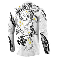 Polynesia Tribal Button Sweatshirt White Plumeria Tentacles LT7 - Polynesian Pride