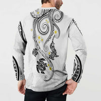 Polynesia Tribal Button Sweatshirt White Plumeria Tentacles LT7 - Polynesian Pride