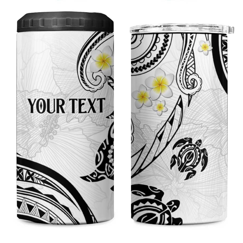 Polynesia Tribal 4 in 1 Can Cooler Tumbler White Plumeria Tentacles LT7 One Size: 16 oz White - Polynesian Pride