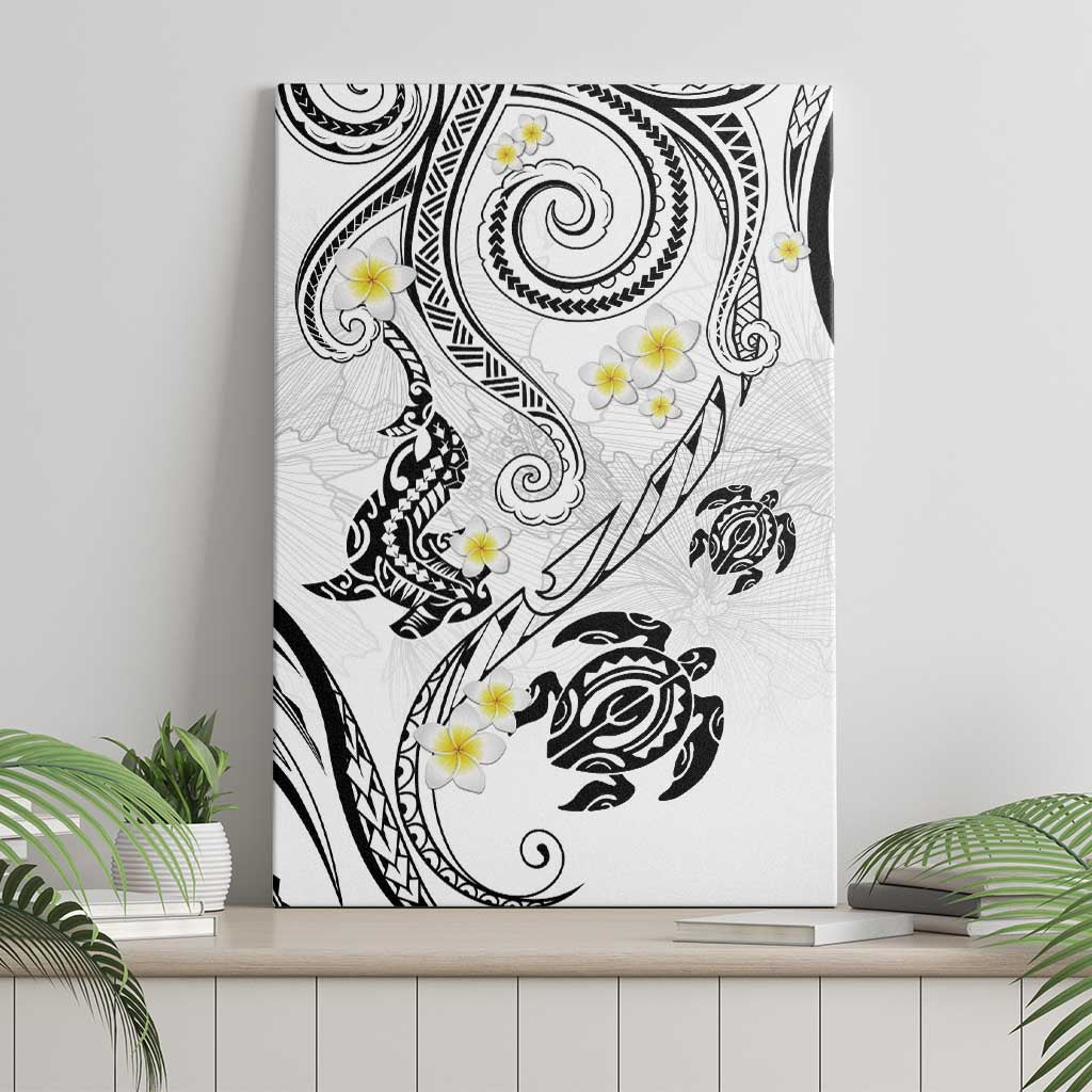 Polynesia Tribal Canvas Wall Art White Plumeria Tentacles LT7 - Polynesian Pride