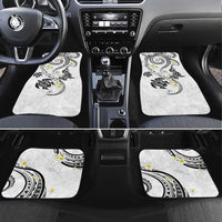 Polynesia Tribal Car Mats White Plumeria Tentacles LT7 Set 4pcs White - Polynesian Pride