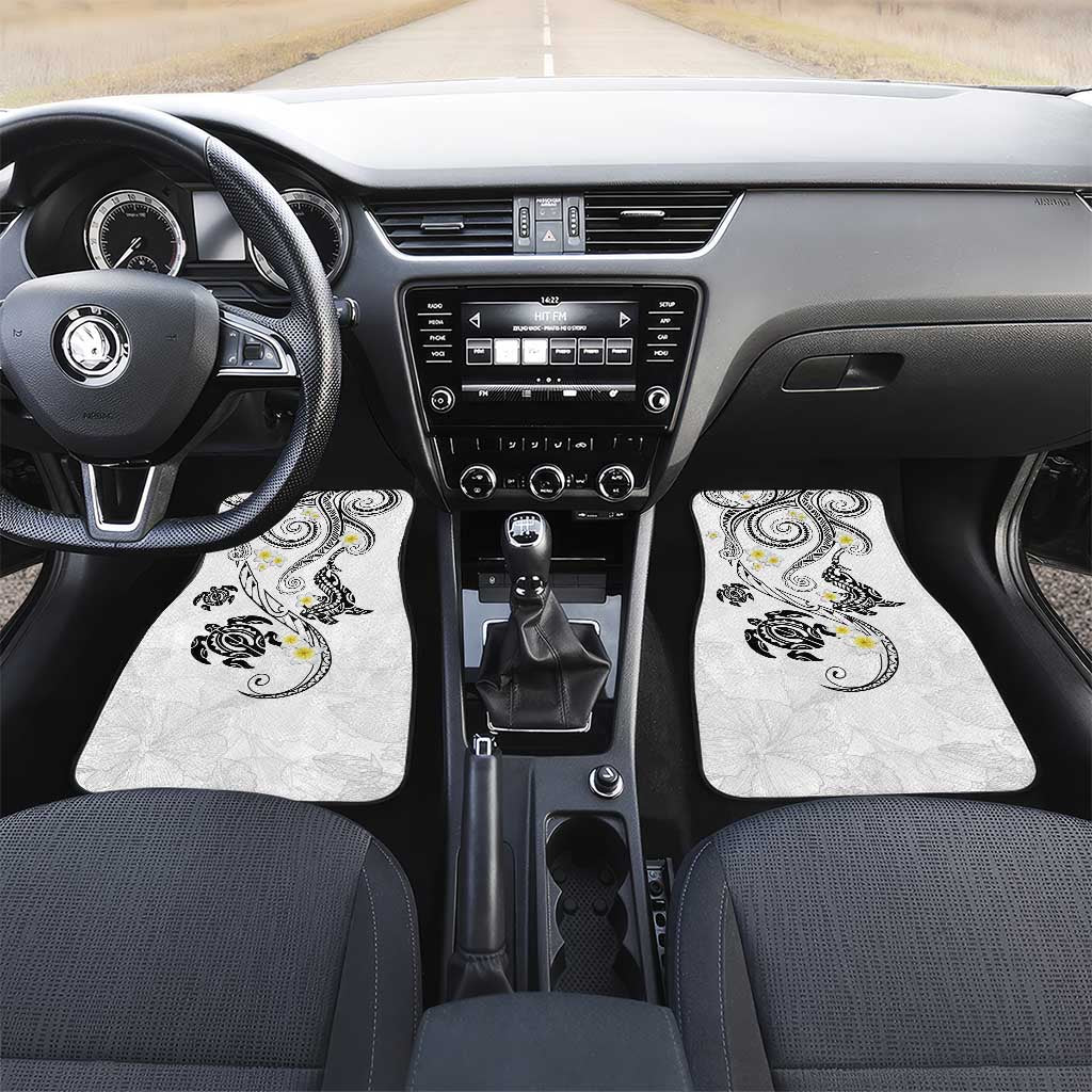 Polynesia Tribal Car Mats White Plumeria Tentacles LT7 Set 2pcs - Front White - Polynesian Pride