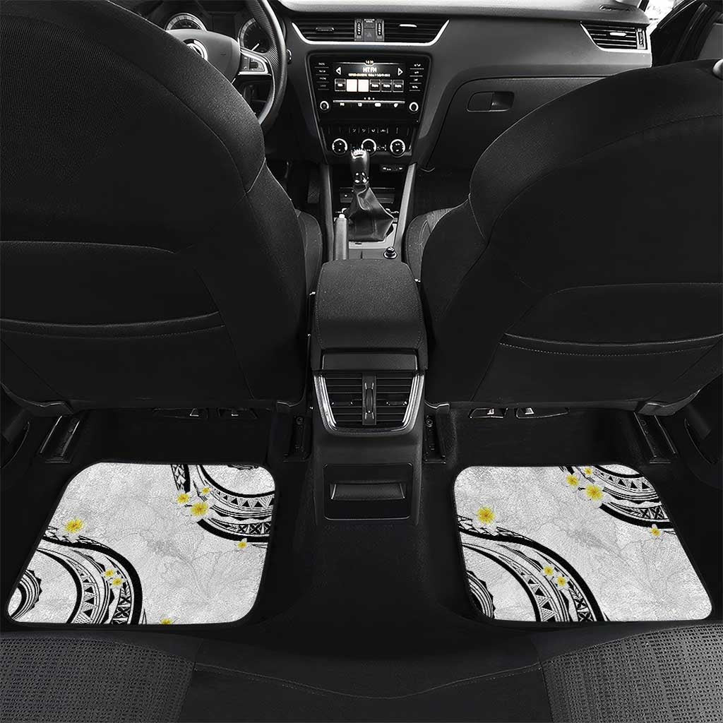 Polynesia Tribal Car Mats White Plumeria Tentacles LT7 Set 2pcs - Back White - Polynesian Pride