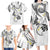 Polynesia Tribal Family Matching Long Sleeve Bodycon Dress and Hawaiian Shirt White Plumeria Tentacles