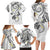 Polynesia Tribal Family Matching Long Sleeve Bodycon Dress and Hawaiian Shirt White Plumeria Tentacles