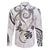 Polynesia Tribal Family Matching Long Sleeve Bodycon Dress and Hawaiian Shirt White Plumeria Tentacles