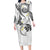 Polynesia Tribal Family Matching Long Sleeve Bodycon Dress and Hawaiian Shirt White Plumeria Tentacles