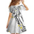 Polynesia Tribal Family Matching Off The Shoulder Long Sleeve Dress and Hawaiian Shirt White Plumeria Tentacles