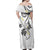 Polynesia Tribal Family Matching Off Shoulder Maxi Dress and Hawaiian Shirt White Plumeria Tentacles
