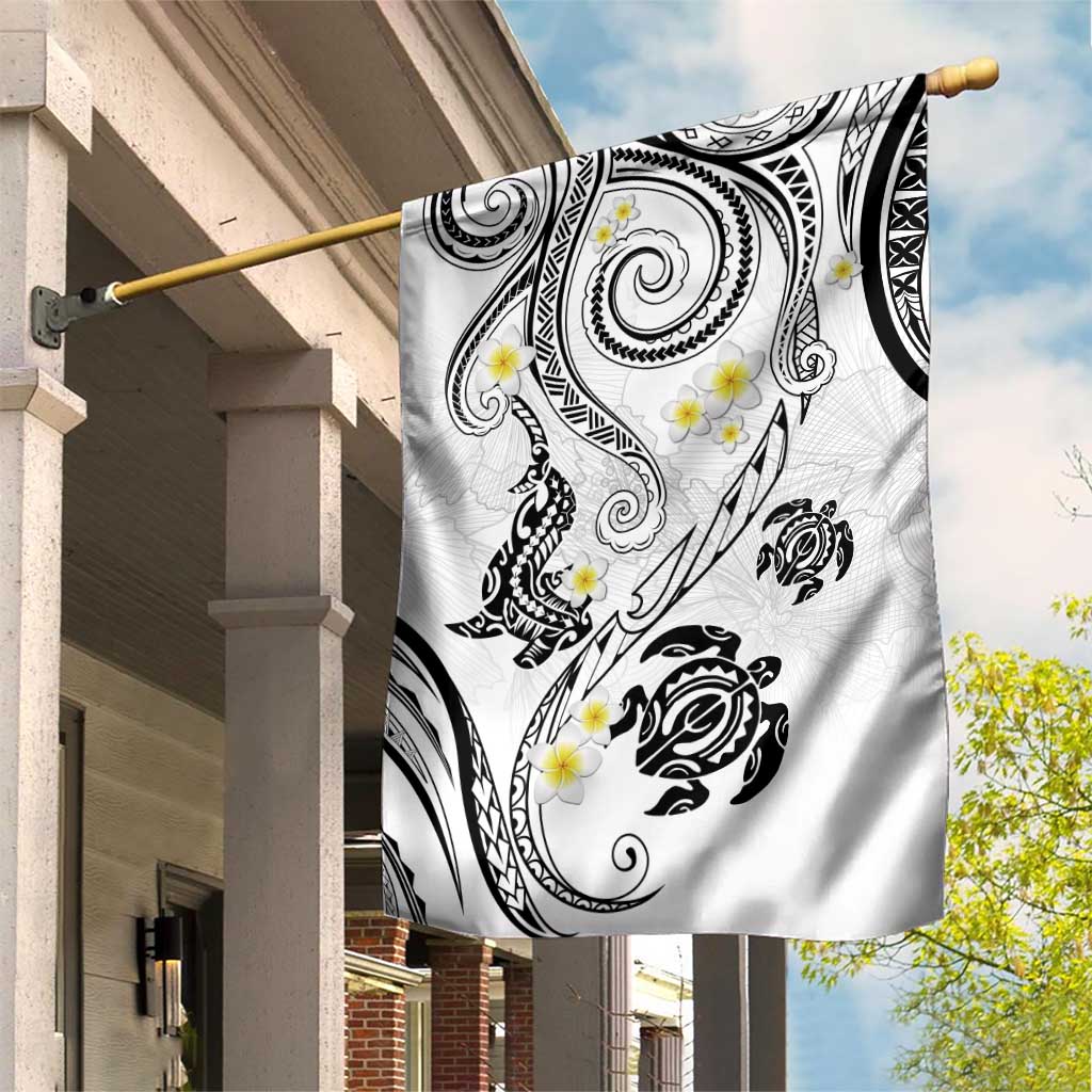 Polynesia Tribal Garden Flag White Plumeria Tentacles