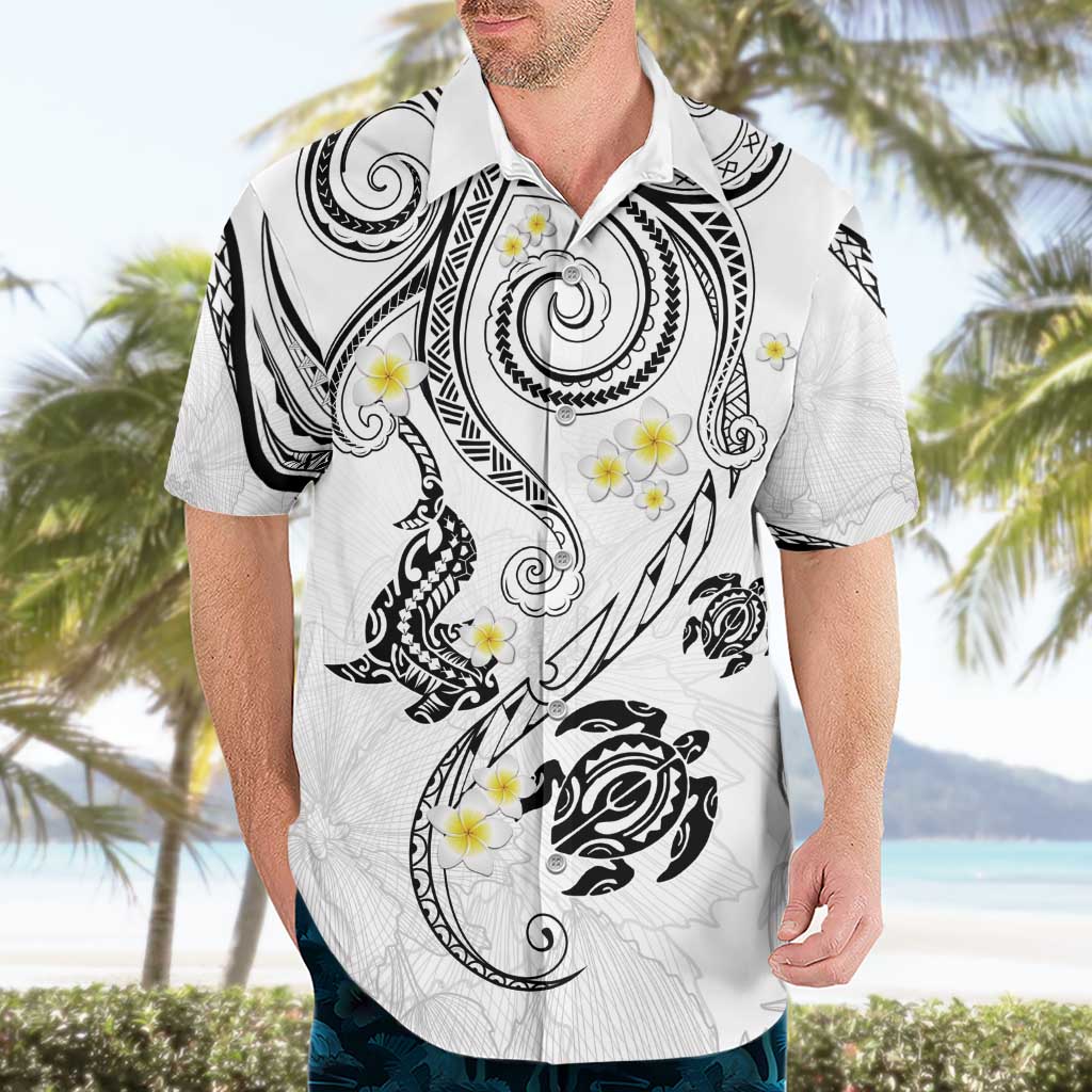 Polynesia Tribal Hawaiian Shirt White Plumeria Tentacles LT7 - Polynesian Pride