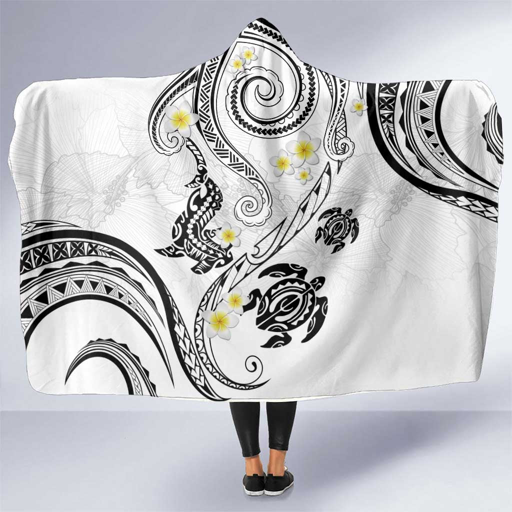 Polynesia Tribal Hooded Blanket White Plumeria Tentacles LT7 One Size White - Polynesian Pride