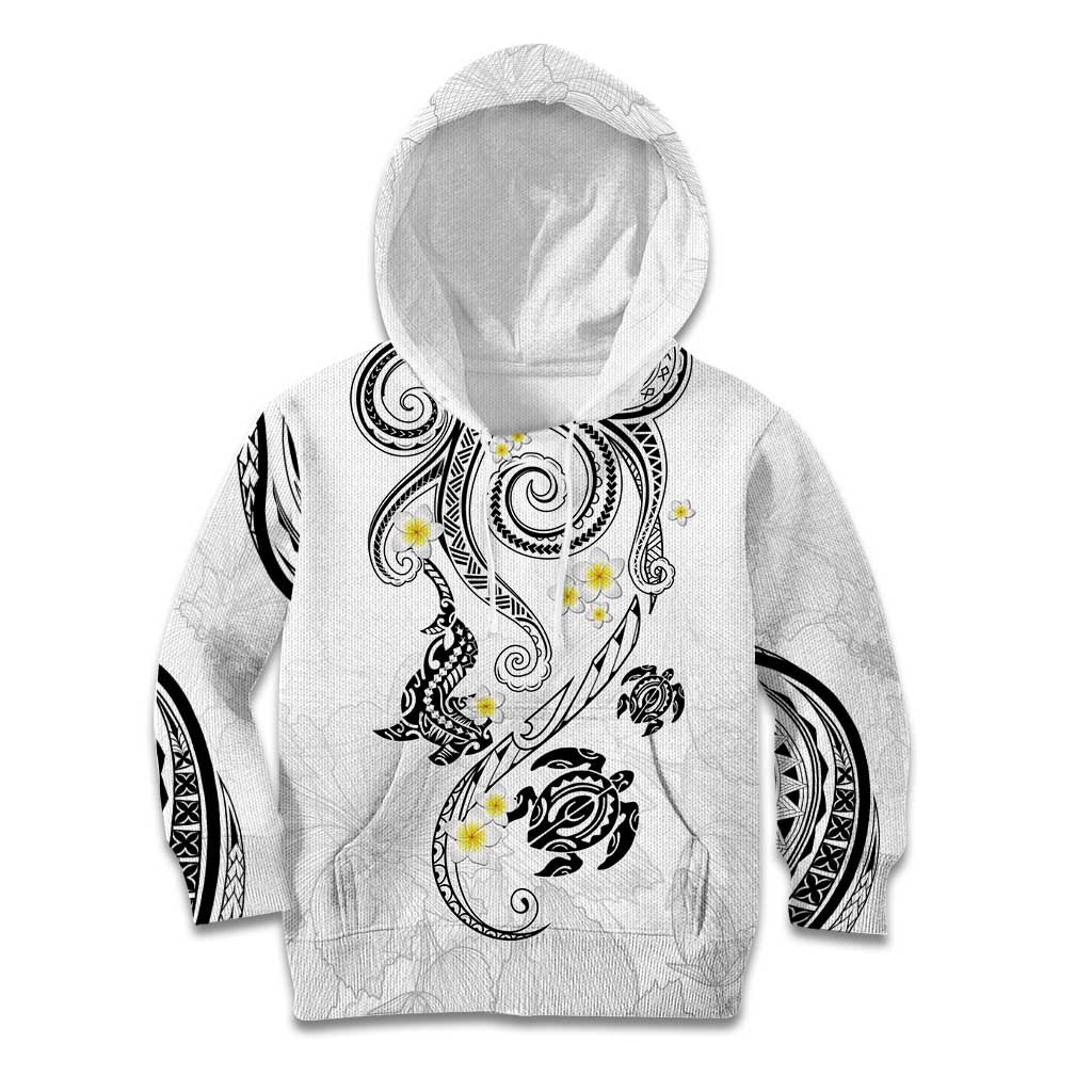 Polynesia Tribal Kid Hoodie White Plumeria Tentacles