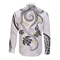 Polynesia Tribal Long Sleeve Button Shirt White Plumeria Tentacles LT7 - Polynesian Pride