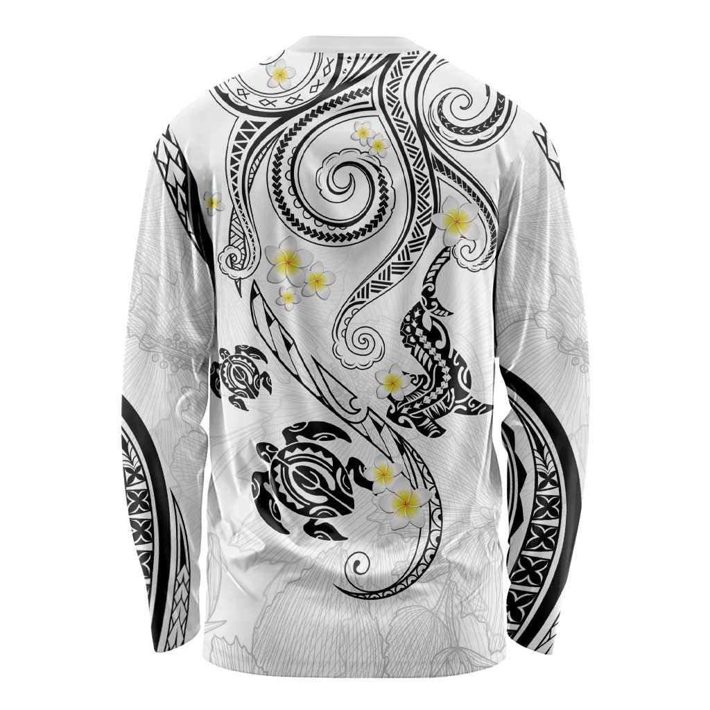 Polynesia Tribal Long Sleeve Shirt White Plumeria Tentacles LT7 - Polynesian Pride