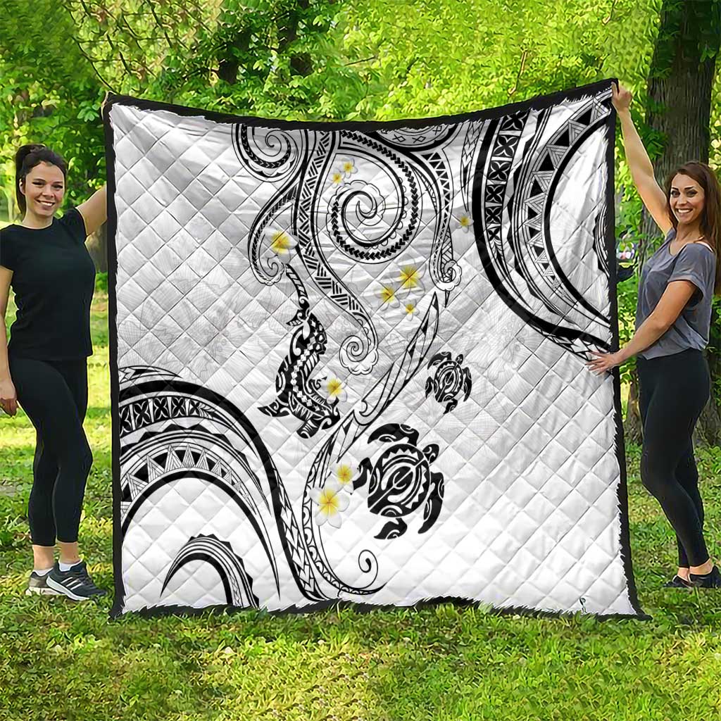 Polynesia Tribal Quilt White Plumeria Tentacles
