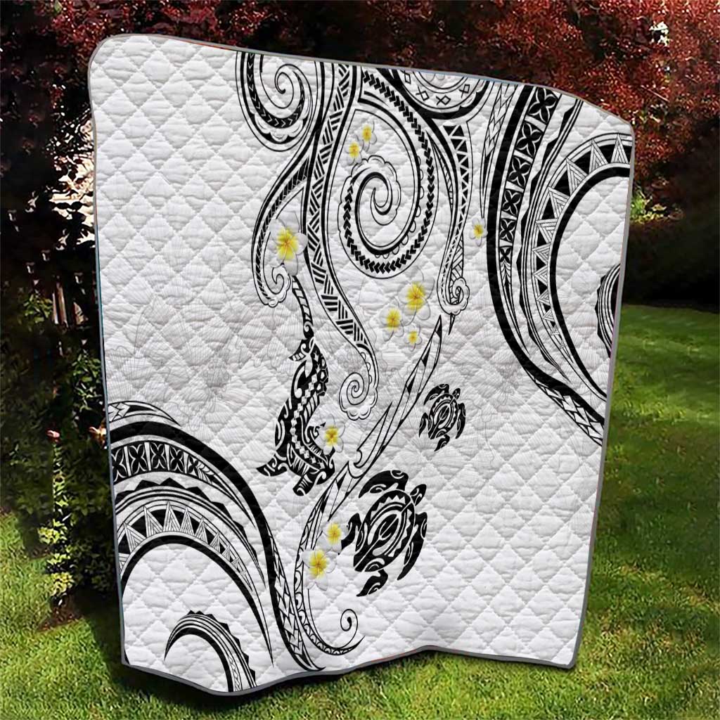 Polynesia Tribal Quilt White Plumeria Tentacles