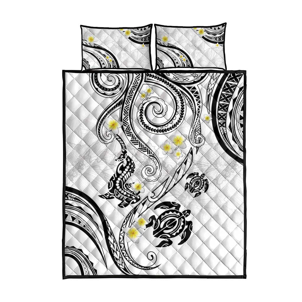 Polynesia Tribal Quilt Bed Set White Plumeria Tentacles LT7 - Polynesian Pride