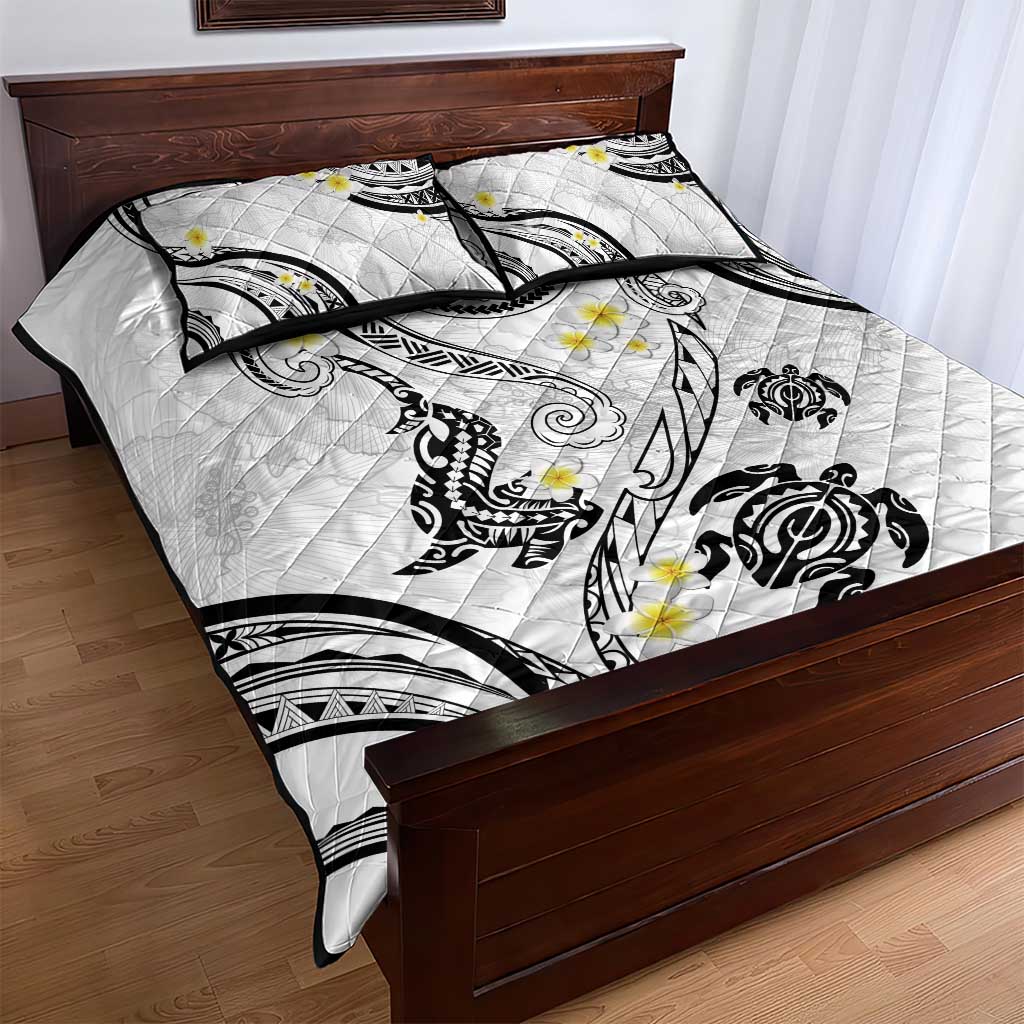 Polynesia Tribal Quilt Bed Set White Plumeria Tentacles LT7 - Polynesian Pride