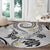 Polynesia Tribal Round Carpet White Plumeria Tentacles