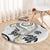 Polynesia Tribal Round Carpet White Plumeria Tentacles