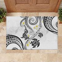 Polynesia Tribal Rubber Doormat White Plumeria Tentacles LT7 White - Polynesian Pride
