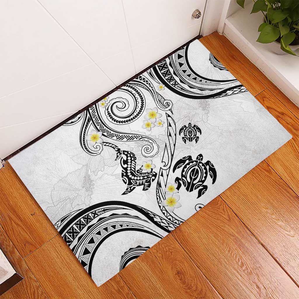 Polynesia Tribal Rubber Doormat White Plumeria Tentacles LT7 - Polynesian Pride