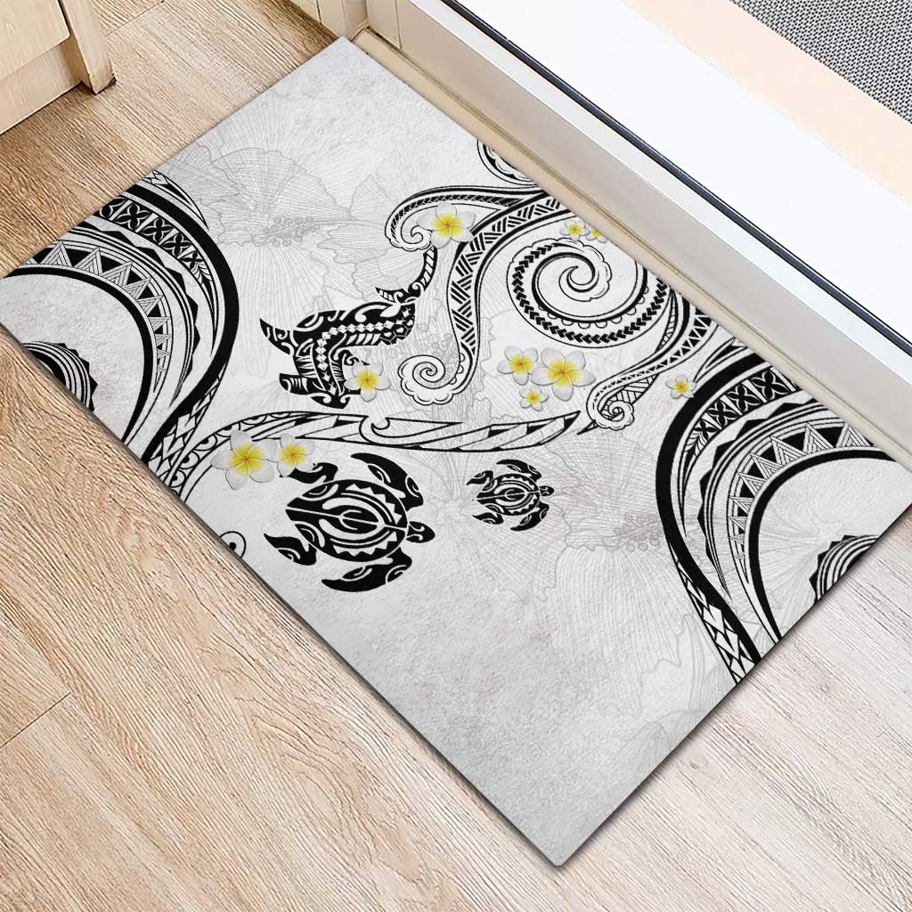 Polynesia Tribal Rubber Doormat White Plumeria Tentacles LT7 - Polynesian Pride