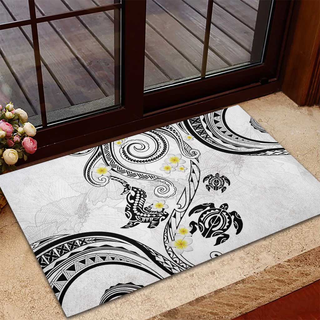 Polynesia Tribal Rubber Doormat White Plumeria Tentacles LT7 - Polynesian Pride