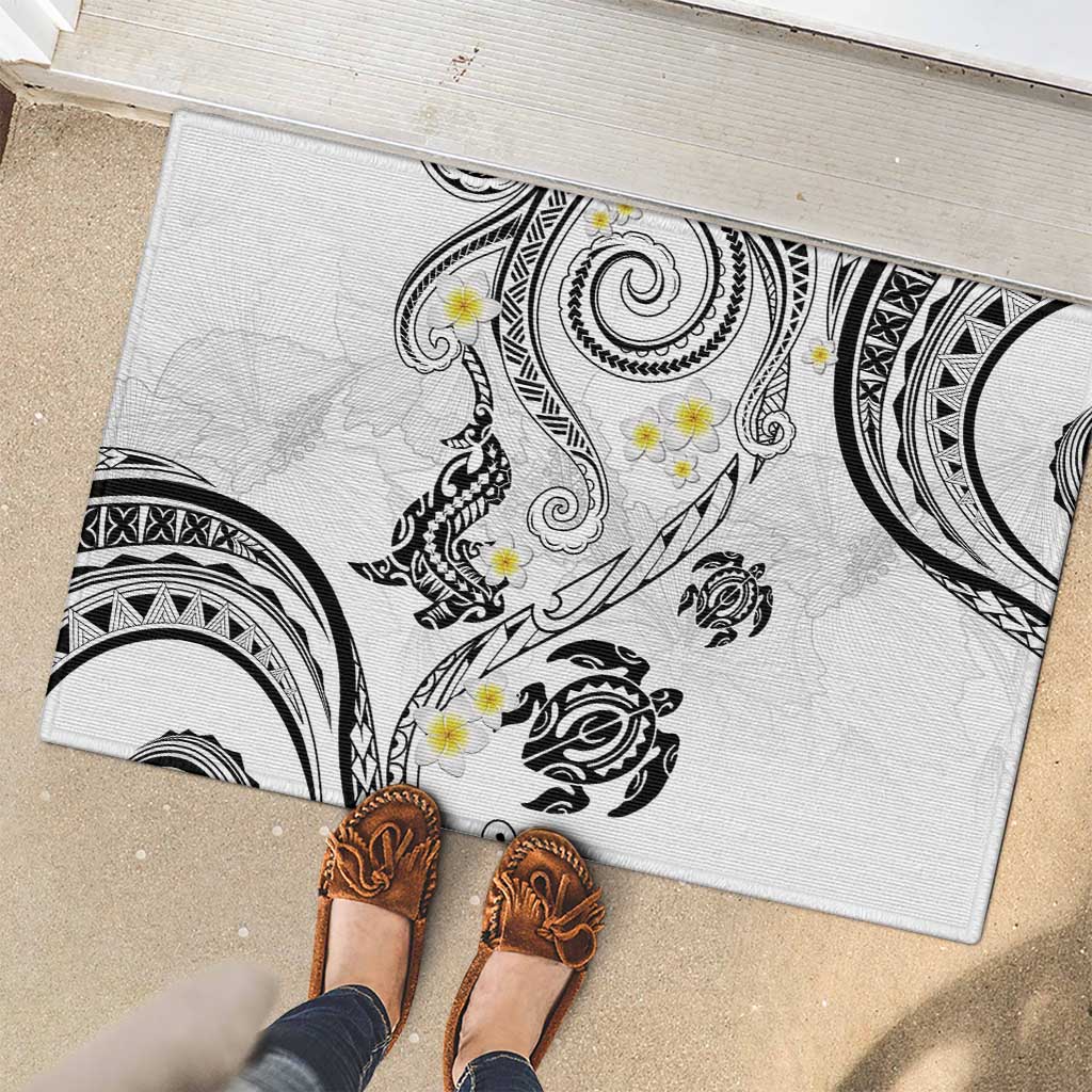 Polynesia Tribal Rubber Doormat White Plumeria Tentacles LT7 - Polynesian Pride