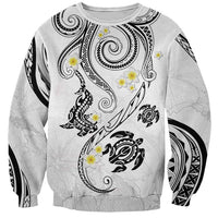 Polynesia Tribal Sweatshirt White Plumeria Tentacles LT7 Unisex White - Polynesian Pride