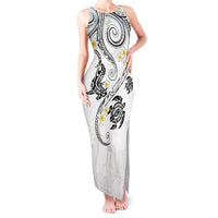 Polynesia Tribal Tank Maxi Dress White Plumeria Tentacles LT7 Women White - Polynesian Pride