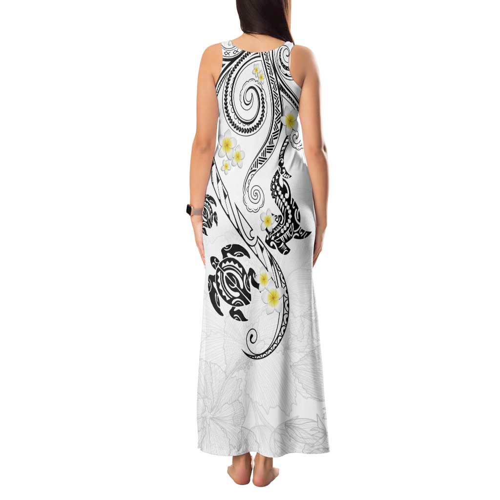 Polynesia Tribal Tank Maxi Dress White Plumeria Tentacles LT7 - Polynesian Pride