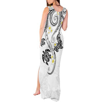 Polynesia Tribal Tank Maxi Dress White Plumeria Tentacles LT7 - Polynesian Pride