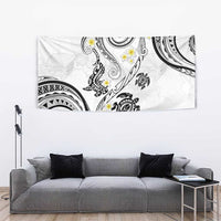 Polynesia Tribal Tapestry White Plumeria Tentacles
