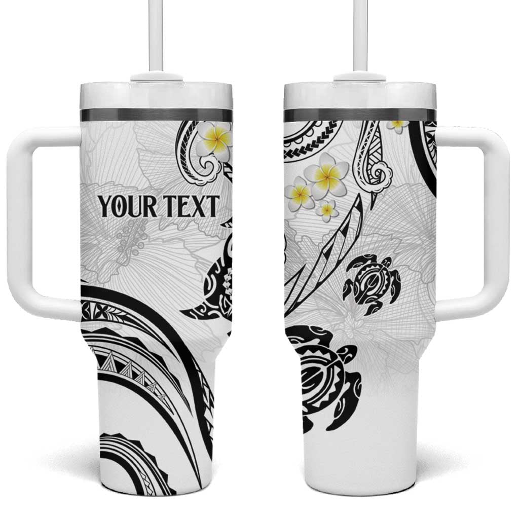 Polynesia Tribal Tumbler With Handle White Plumeria Tentacles LT7 One Size: 40 oz White - Polynesian Pride